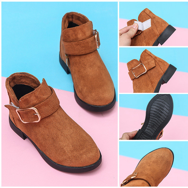 Cizme copii din piele intoarsa pentru fete cu element metalic in mai multe culori