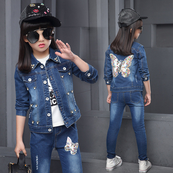 Παιδικό σετ τζιν για κορίτσια δύο κομματιών