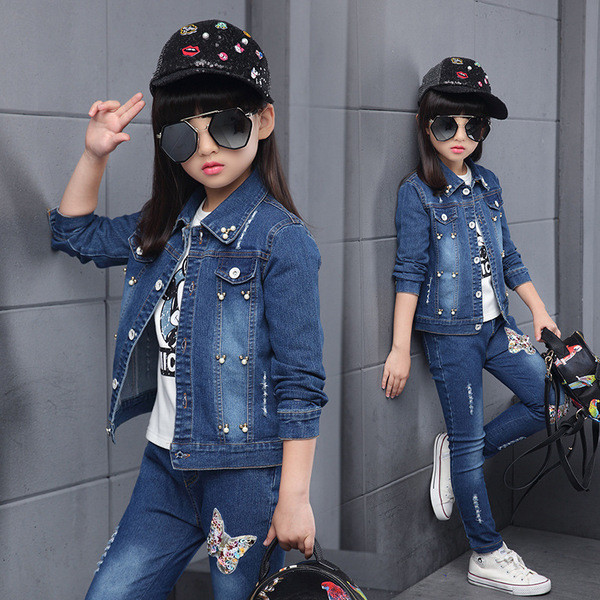 Παιδικό σετ τζιν για κορίτσια δύο κομματιών