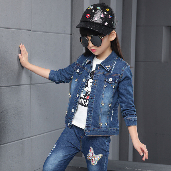 Παιδικό σετ τζιν για κορίτσια δύο κομματιών