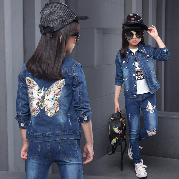Παιδικό σετ τζιν για κορίτσια δύο κομματιών