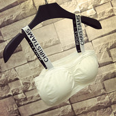 Bustieră sport cu bretele în alb-negru