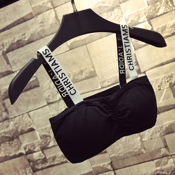 Bustieră sport cu bretele în alb-negru