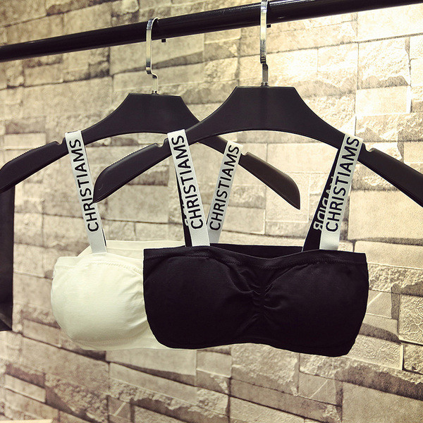 Bustieră sport cu bretele în alb-negru