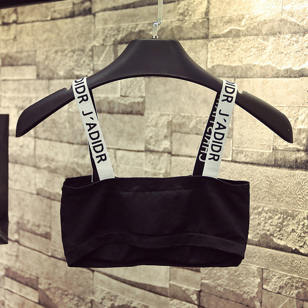 Bustieră sport cu bretele în alb-negru