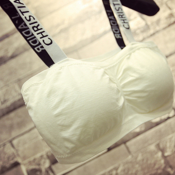 Bustieră sport cu bretele în alb-negru