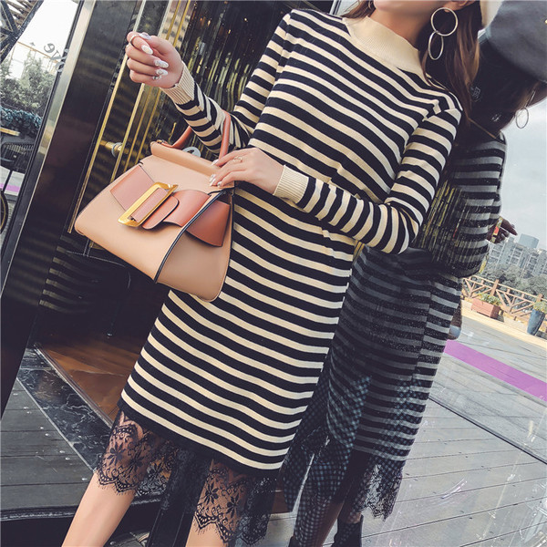 Μοντέρνο γυναικείο  φόρεμα , κατάλληλο για τη καθημερινή ζωή με δαντελένιο στοιχείο