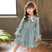 Παιδικό φόρεμα σε πράσινο χρώμα με κορδέλες