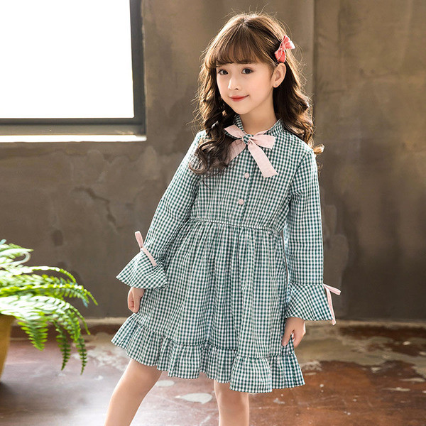 Παιδικό φόρεμα σε πράσινο χρώμα με κορδέλες