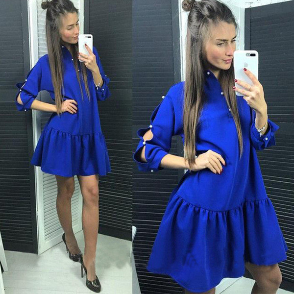 Μοντέρνο γυναικείο  φόρεμα ευρύ μοτίβο σε διάφορα χρώματα