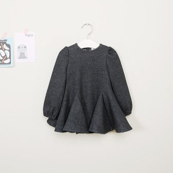 Παιδικό φόρεμα με μακριά μανίκια σε γκρι και μαύρο χρώμα