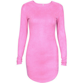 Μοντέρνο φόρεμα με μακρύ μανίκι σε ροζ και μπλε χρώμα