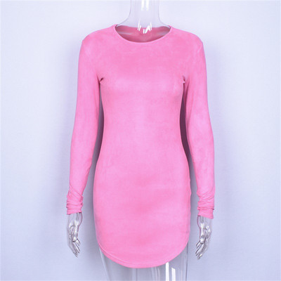 Μοντέρνο φόρεμα με μακρύ μανίκι σε ροζ και μπλε χρώμα