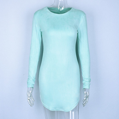 Μοντέρνο φόρεμα με μακρύ μανίκι σε ροζ και μπλε χρώμα