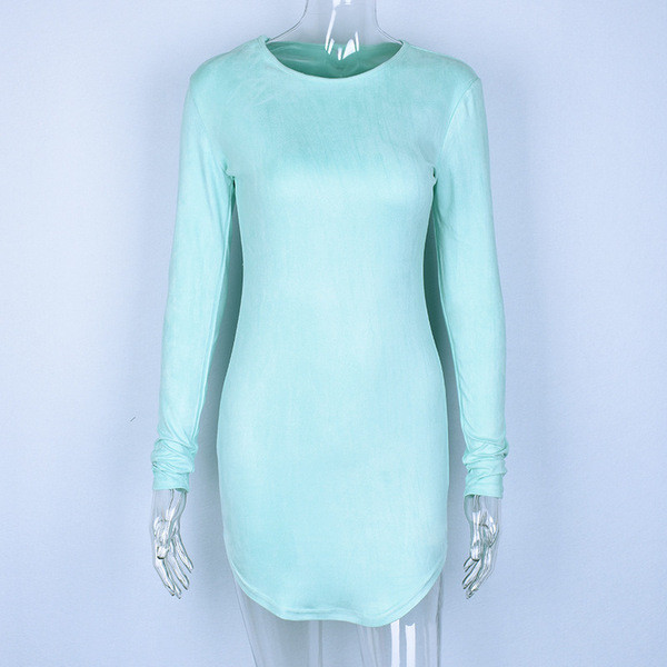 Μοντέρνο φόρεμα με μακρύ μανίκι σε ροζ και μπλε χρώμα