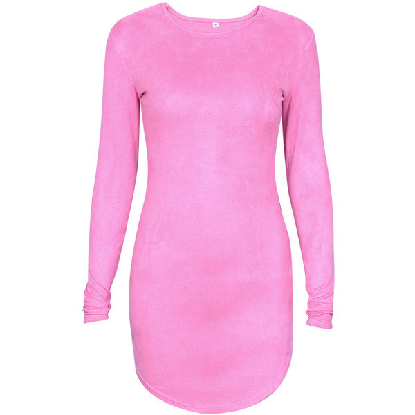 Μοντέρνο φόρεμα με μακρύ μανίκι σε ροζ και μπλε χρώμα