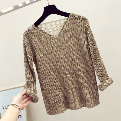 Κομψό γυναικείο πουλόβερ με ντεκολτέ σε σχήμα V - πέντε χρώματα