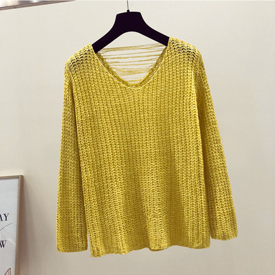 Κομψό γυναικείο πουλόβερ με ντεκολτέ σε σχήμα V - πέντε χρώματα