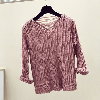 Κομψό γυναικείο πουλόβερ με ντεκολτέ σε σχήμα V - πέντε χρώματα