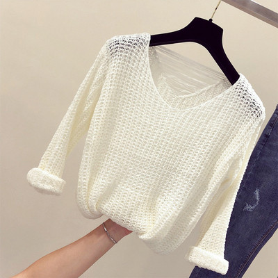 Κομψό γυναικείο πουλόβερ με ντεκολτέ σε σχήμα V - πέντε χρώματα