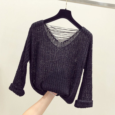 Κομψό γυναικείο πουλόβερ με ντεκολτέ σε σχήμα V - πέντε χρώματα