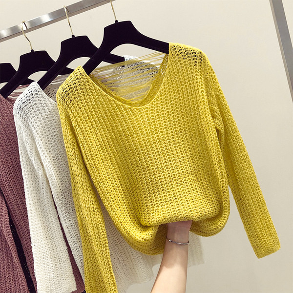 Κομψό γυναικείο πουλόβερ  με ντεκολτέ σε σχήμα V - πέντε χρώματα