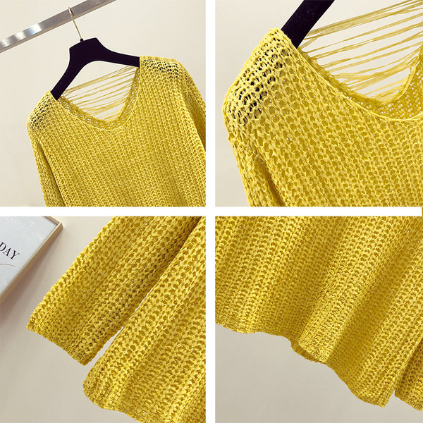 Κομψό γυναικείο πουλόβερ  με ντεκολτέ σε σχήμα V - πέντε χρώματα