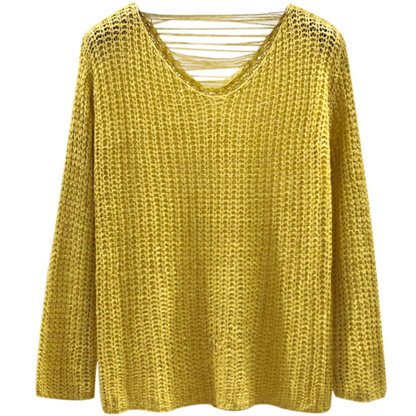 Κομψό γυναικείο πουλόβερ  με ντεκολτέ σε σχήμα V - πέντε χρώματα