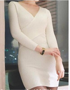 Μοντέρνο γυναικείο φόρεμα με ντεκολτέ σε σχήμα V σε διάφορα χρώματα