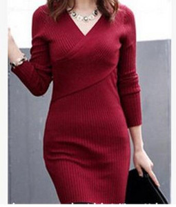 Μοντέρνο γυναικείο φόρεμα με ντεκολτέ σε σχήμα V σε διάφορα χρώματα