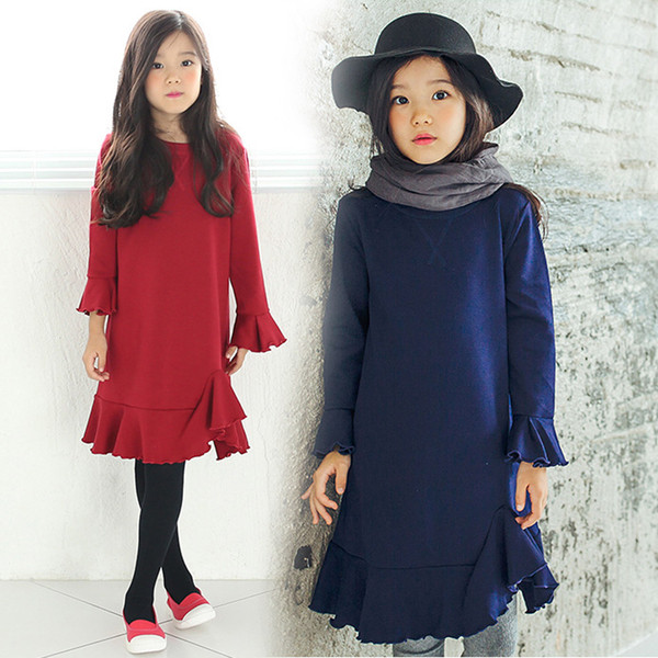 Rochie de toamna pentru copii cu maneci lungi in doua culori
