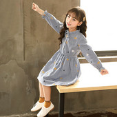 Rochie copii in carouri pentru fata cu broderie si cravate