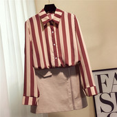 Cămașă modernă de damă în dungi în trei culori