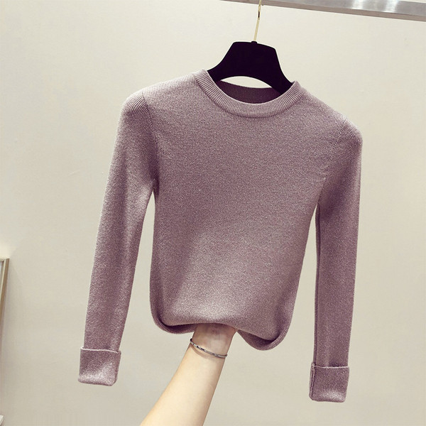 Pulover de dama subtire cu fire stralucitoare in cinci culori