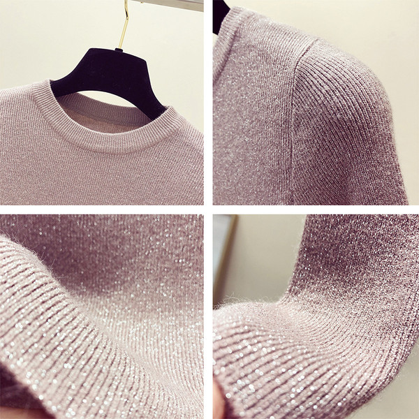 Pulover de dama subtire cu fire stralucitoare in cinci culori