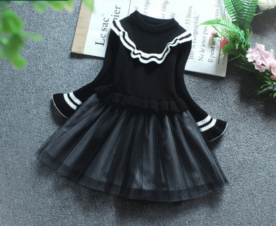 Χειμερινό παιδικό φόρεμα σε πράσινο, κίτρινο και μαύρο χρώμα