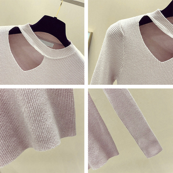 Pulover actual de damă slim pentru toamnă în patru culori