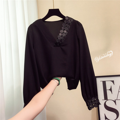 Κομψό γυναικείο πουκάμισο με V-neck και κεντήματα - τρία χρώματα