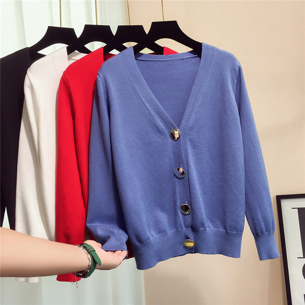 Стилна дамска жилетска с V-образно деколте в черен, бял, син и червен цвят