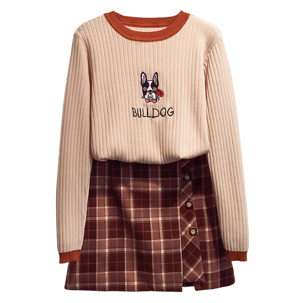 Pulover de dama cu broderie caine - trei culori