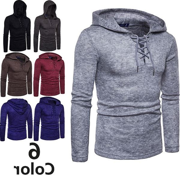 Hanorac modern pentru bărbați cu legături încrucișate și glugă în mai multe culori