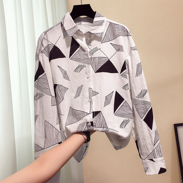 Cămașă de damă cu forme geometrice - trei culori