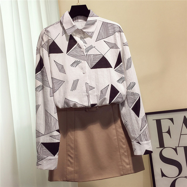 Cămașă de damă cu forme geometrice - trei culori