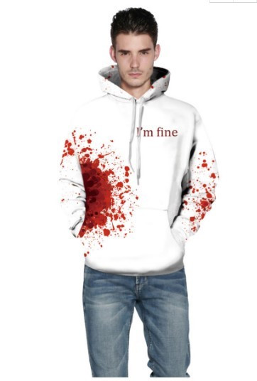 Hanorac modern alb cu inscripție și efect 3D potrivit pentru bărbați și femei