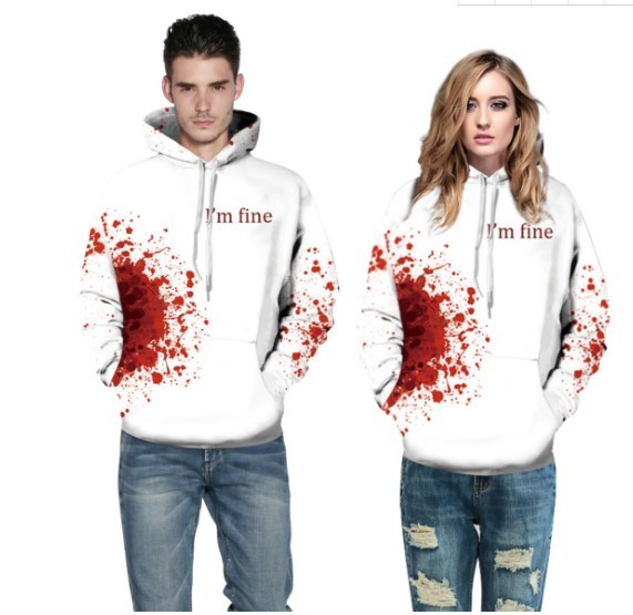 Hanorac modern alb cu inscripție și efect 3D potrivit pentru bărbați și femei