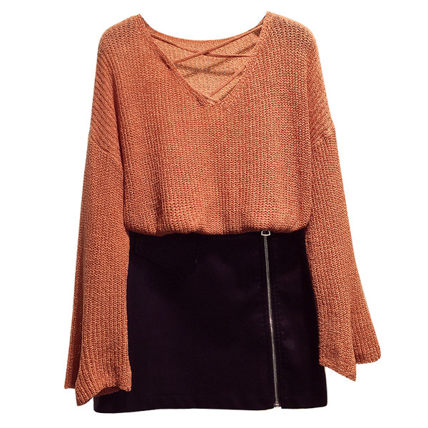 Γυναικείο πουλόβερ με V-λαιμόκοψη σε τέσσερα χρώματα