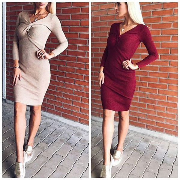 Γυναικείο καθημερινό φόρεμα με μακριά μανίκια σε διάφορα χρώματα