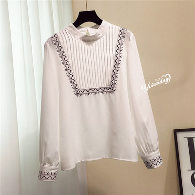 Cămașă albă elegantă de damă cu broderie