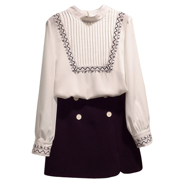 Cămașă albă elegantă de damă cu broderie