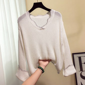 Pulover casual dama in alb, negru si albastru